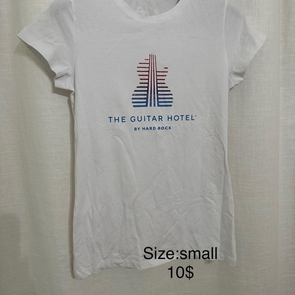 Hard Rock White T-Shirt with Guitar Design